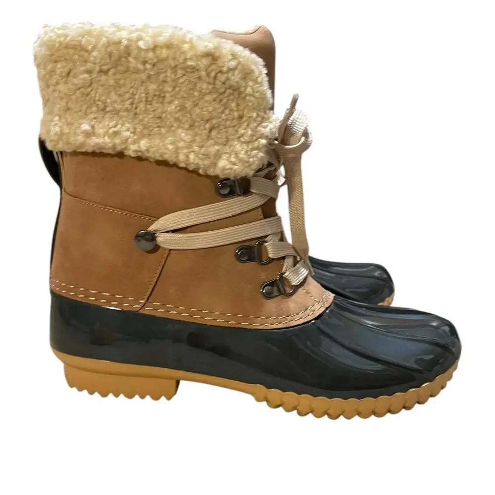 Dolce Vita Womens Ulito Brown Faux Fur Sherpa Lined Duck Boots Brown Size 7 NEW